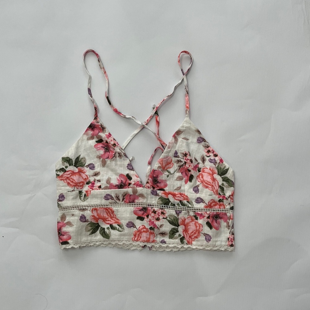 Zara Floral Pink and Green Crop Top
